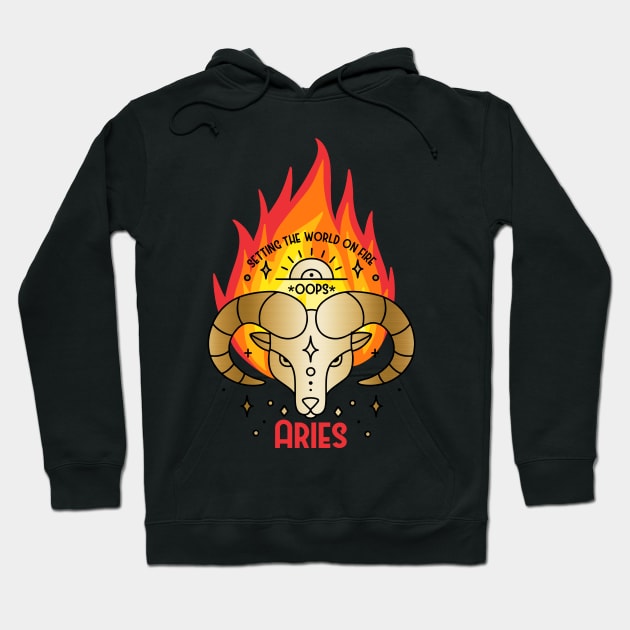 Aries fire faux gold astrology sun sign zodiac birth sign Hoodie by BigMRanch